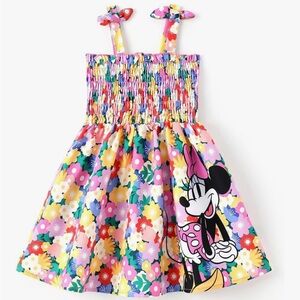 PatPat Colorful Floral Disney Minnie Mouse SunDress Girls Size 3-4T